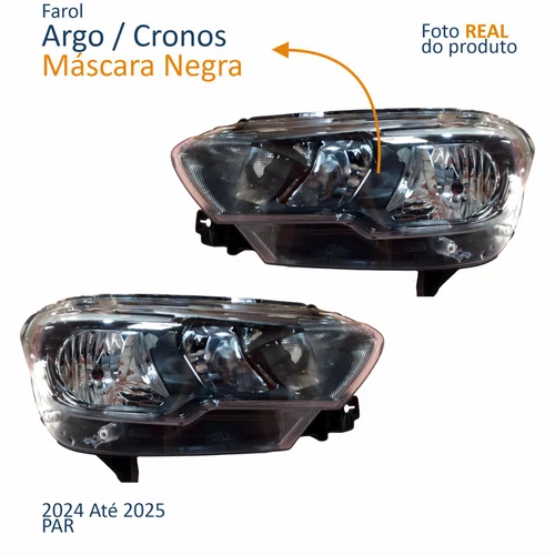 Par Farol Fiat Argo Cronos 2024 2025 Máscara Negra DRL Com Led