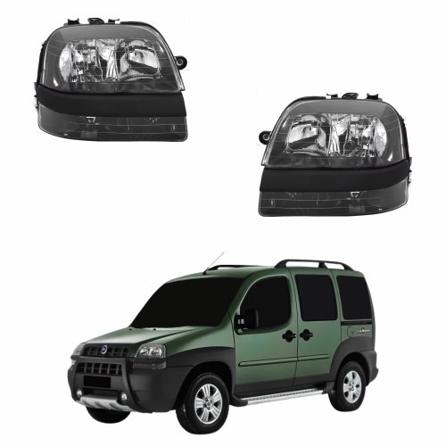 Par Farol Fiat Doblo 2002 Até 2009 Mascara Negra