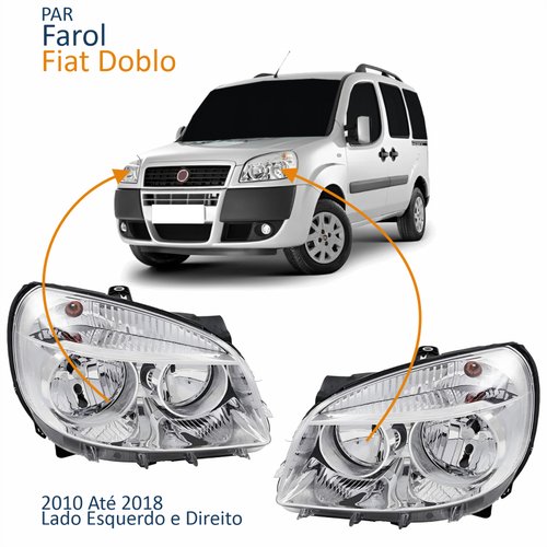 Par Farol Principal Fiat Doblo 2010 Até 2018 Máscara Cromada