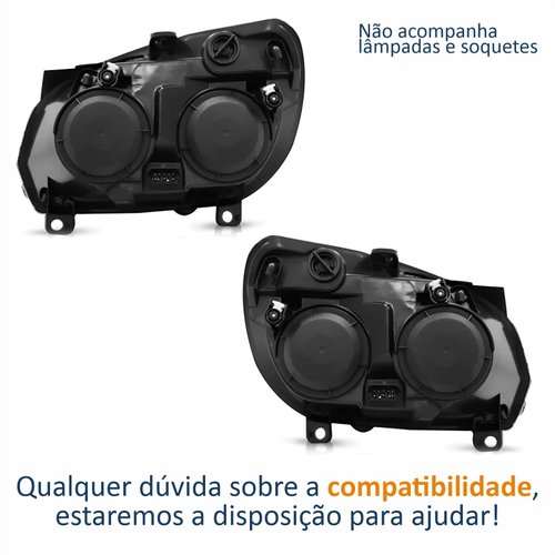 Par Farol Principal Fiat Doblo 2010 Até 2018 Máscara Cromada