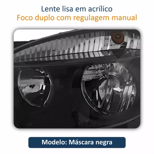 Par Farol Fiat Doblô 2010 Até 2018 Máscara Negra