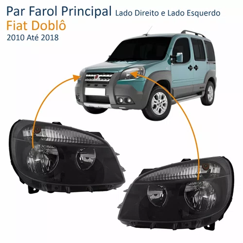 Par Farol Fiat Doblô 2010 Até 2018 Máscara Negra