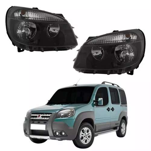 Par Farol Fiat Doblô 2010 Até 2018 Máscara Negra ORIGINAL