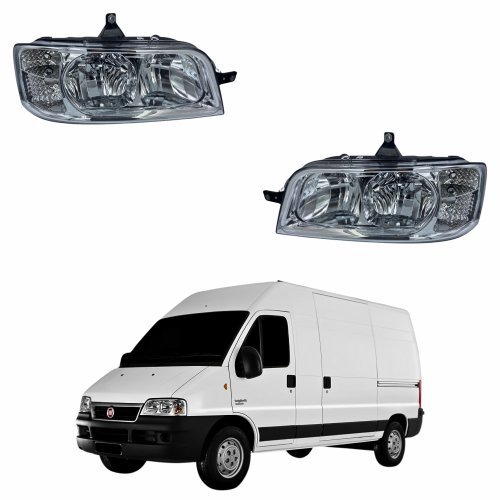 Par Farol Fiat Ducato 2005 Até 2015 Mascara Cromada