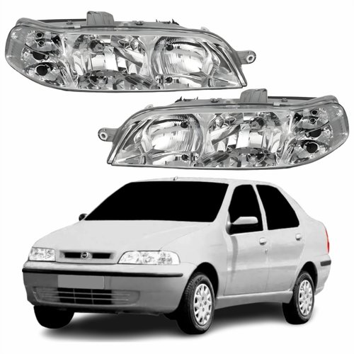Par Farol Principal Fiat Siena 2001 2002 2003 2004 Carcaça Cinza