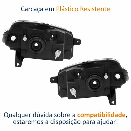 Par de Farol Fiat Uno Way Vivace 2010 Até 2014 Fiorino 2014 Até 2019 Original Arteb Máscara Cromada