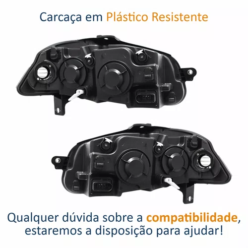 Par Farol Fiat Weekend 2008 Até 2016 Máscara Cromada Com Anel Cromado