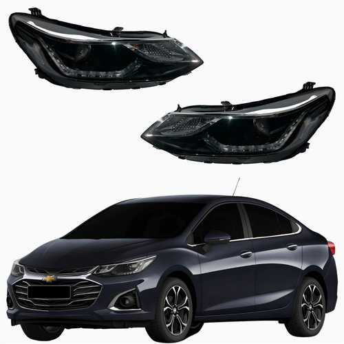 Par Farol Gm Cruze Ltz 2017 Até 2023 Eletrico Com Motor Com Led