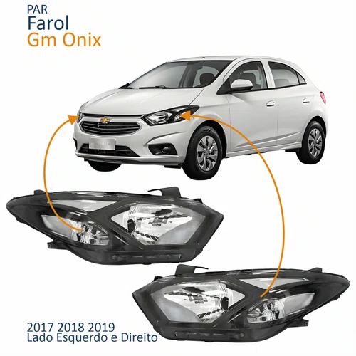 Par Farol Gm Onix 2017 Até 2020 Máscara Negra
