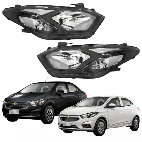 Par Farol Gm Onix Prisma 2017 Até 2020 Máscara Negra