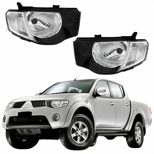 Par Farol Principal Mitsubishi L200 Triton 2008 Até 2017 Pisca Cristal