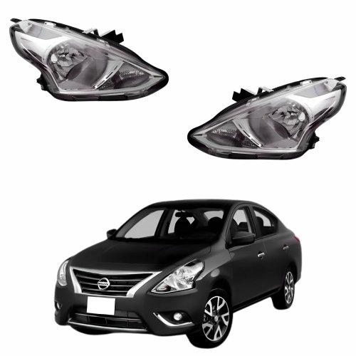 Par Farol Nissan Versa 2015 2016 2017 2018 2019 Mascara Cromada