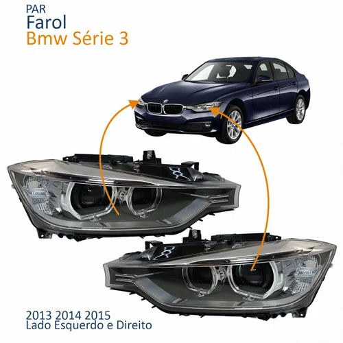 Par Farol Principal Bmw Série 3 2013 2014 2015 Sem Xenon