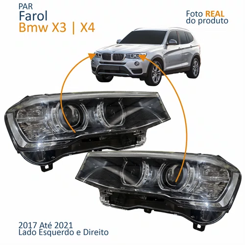 Par Farol Principal Bmw X3 X4 2017 Até 2021 Bi Hid Com Led Drl