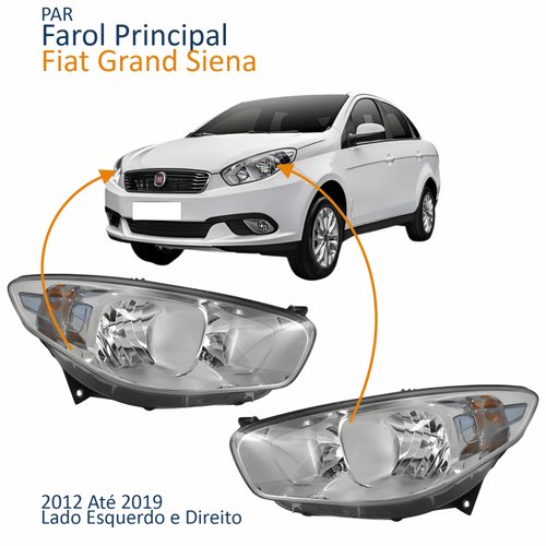 Par Farol Principal Fiat Grand Siena 2012 Até 2019 Cromomix