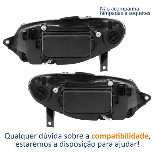 Par Farol Principal Fiat Palio 2004 Até 2014 Máscara Cromada Anel Negro