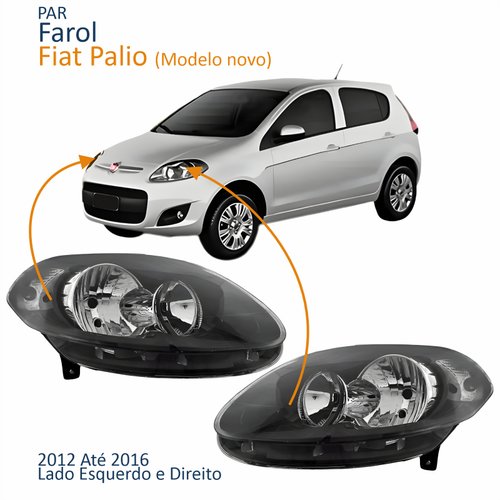 Par Farol Principal Fiat Palio 2012 2013 2014 2015 2016 Máscara Negra