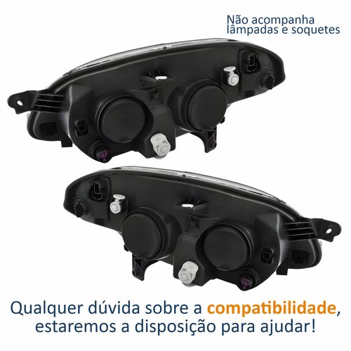Par Farol Principal Fiat Palio 2012 2013 2014 2015 2016 Máscara Negra