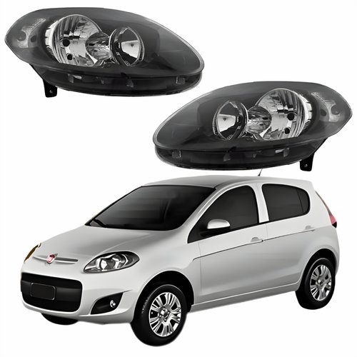 Par Farol Principal Fiat Palio 2012 2013 2014 2015 2016 Máscara Negra