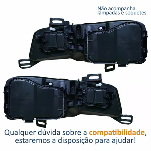 Par Farol Principal Fiat Stilo 2003 Até 2011 Elétrico Cromado Com Auxiliar Plug Quadrado