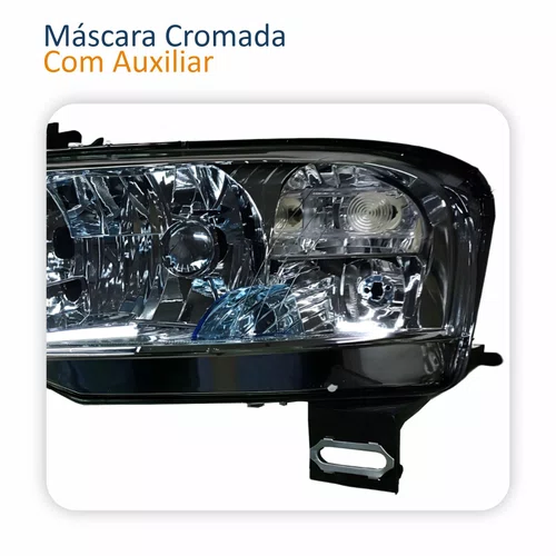 Par Farol Principal Fiat Stilo 2003 Até 2011 Elétrico Cromado Com Auxiliar Plug Quadrado
