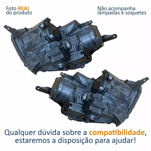 Par Farol Principal Ford Ecosport 2018 2019 2020 2021 Máscara Cromada Com Led