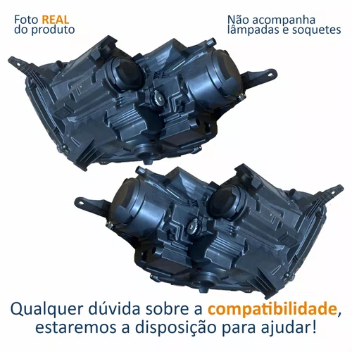 Par Farol Principal Ford Ecosport 2018 2019 2020 2021 Máscara Cromada Com Led