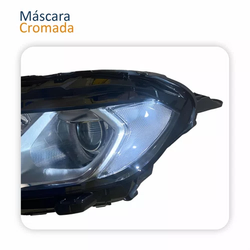Par Farol Principal Ford Ecosport 2018 2019 2020 2021 Máscara Cromada Com Led