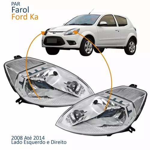 Par Farol Principal Ford Ka 2008 Até 2014 Máscara Cromada