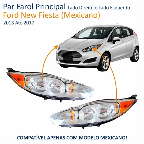 Par Farol Principal Ford New Fiesta Mexicano 2013 Até 2017 Pisca Âmbar