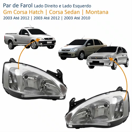Par Farol Principal Gm Corsa 2003 Até 2012 Montana 2003 Até 2010 Pisca Raiado Máscara Cromada