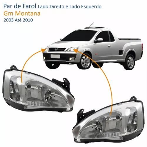 Par Farol Principal Gm Montana 2003 Até 2010 Pisca Raiado Máscara Cromada