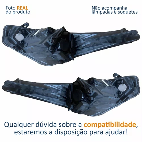 Par Farol Principal Hyundai Hb20x 2012 Até 2016 Máscara Negra Com Friso Cromado