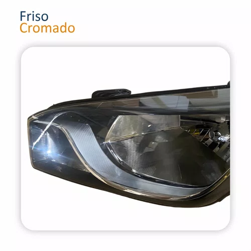 Par Farol Principal Hyundai Hb20x 2012 Até 2016 Máscara Negra Com Friso Cromado
