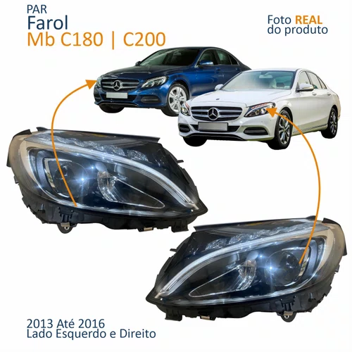 Par Farol Principal Mb C180 C200 2013 2014 2015 2016 Com Led