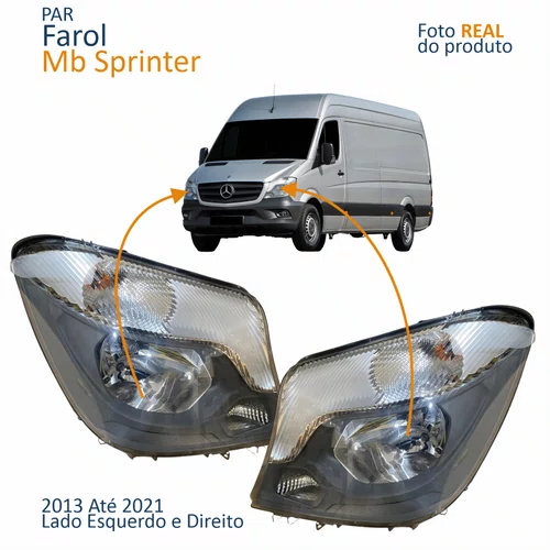 Par Farol Principal MB Sprinter 2013 Até 2021 Máscara Negra