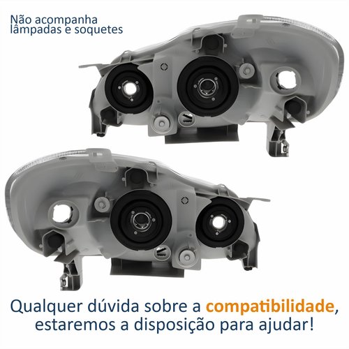 Par Farol Principal Toyota Corolla Fielder 2003 Até 2008 Máscara Cromada Com Lente Frisada