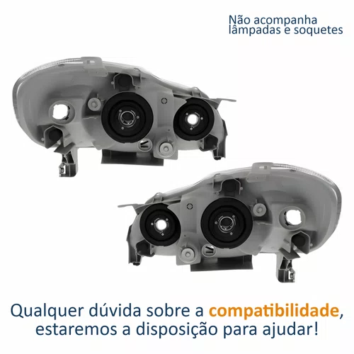 Par Farol Principal Toyota Corolla Fielder 2003 Até 2008 Máscara Cromada Com Lente Frisada