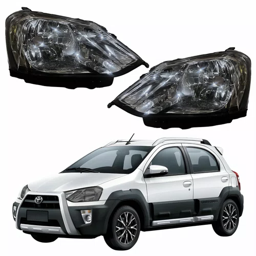 Par Farol Principal Toyota Etios Cross 2012 Até 2019 Carcaça Preta