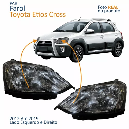Par Farol Principal Toyota Etios Cross 2012 Até 2019 Carcaça Preta