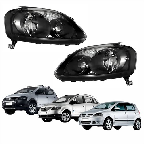 Par Farol Principal Vw Crossfox Fox Spacefox 2008 2009 2010 Máscara Negra Par Farol Principal Vw Crossfox Fox Spacefox 2008 2009 2010 Máscara Negra