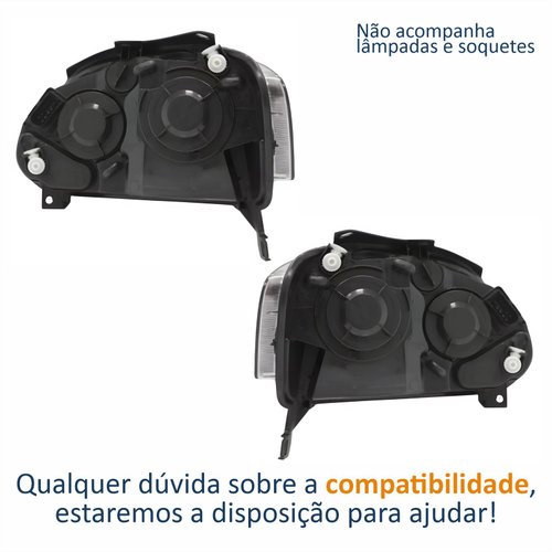 Par Farol Principal Vw Crossfox Fox Spacefox 2008 2009 2010 Máscara Negra