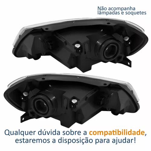 Par Farol Principal Vw Gol G7 2016 Até 2018 Voyage G7 2017 2018 Saveiro G7 2018 Até 2020 Foco Simples Friso Cromado