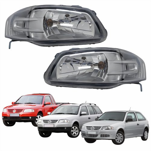 Par de Farol Principal Vw Gol G4 2005 Até 2008 Parati G4 2005 Até 2012 Saveiro G4 2005 Até 2009 Original Arteb Máscara Cinza