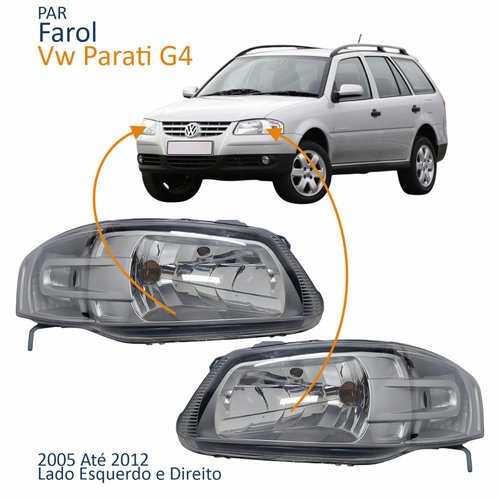 Par Farol Principal Vw Parati G4 2005 Até 2012 Máscara Cinza