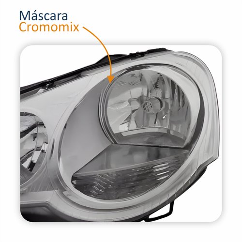 Par Farol Principal Vw Polo 2008 Até 2015 Máscara Cromomix