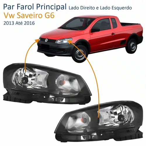 Par Farol Principal Vw Saveiro G6 2013 Até 2016 Foco Simples