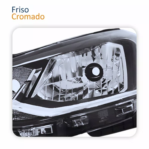 Par Farol Principal Vw Saveiro G7 2018 Até 2020 Foco Simples Friso Cromado