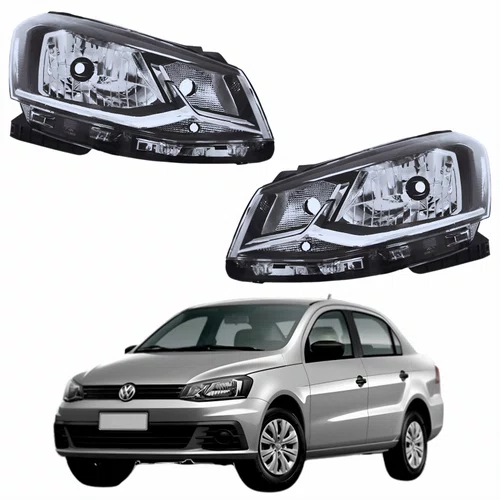 Par Farol Principal Vw Voyage G7 2017 2018 Foco Simples Friso Cromado