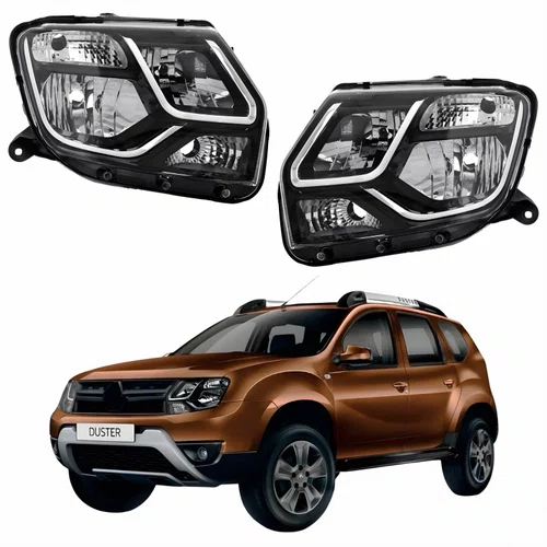 Par Farol Renault Duster 2015 Até 2020 Máscara Negra